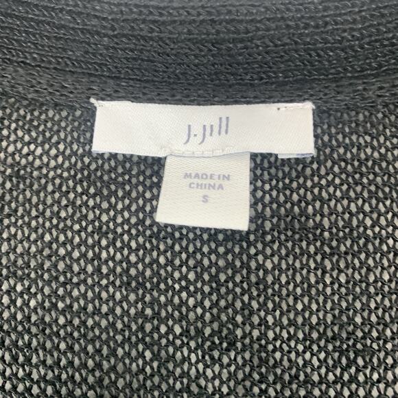J. Jill Sweater‎ Women Small Linen Blend Long Black Neutral Duster Open Cardigan - Picture 4 of 6